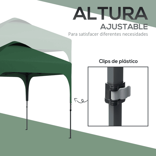 Outsunny Tenda Dobrável 2,5x2,5x2,68cm Tenda de Jardim com Proteção UV 50+ Altura Ajustável com 4 Sacos de Areia e Bolsa de Transporte para Acampamento Festas Pátio Verde Escuro Outsunny Tenda Dobrável 2,5x2,5x2,68cm Tenda de Jardim com Proteção UV 50+ Altura Ajustável com 4 Sacos de Areia e Bolsa de Transporte para Acampamento Festas Pátio Verde Escuro