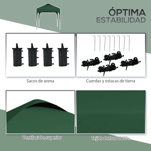 Outsunny Tenda Dobrável 2,5x2,5x2,68cm Tenda de Jardim com Proteção UV 50+ Altura Ajustável com 4 Sacos de Areia e Bolsa de Transporte para Acampamento Festas Pátio Verde Escuro Outsunny Tenda Dobrável 2,5x2,5x2,68cm Tenda de Jardim com Proteção UV 50+ Altura Ajustável com 4 Sacos de Areia e Bolsa de Transporte para Acampamento Festas Pátio Verde Escuro
