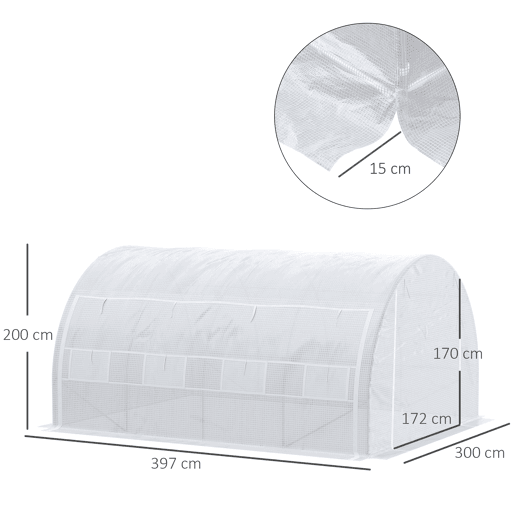 Outsunny Estufa Tipo Túnel de Jardim 4x3x2m com Porta Enrolável 8 Janelas Cobertura de PE 140gm² e Metal Galvanizado para Cultivos de Plantas Verduras Branco Outsunny Estufa Tipo Túnel de Jardim 4x3x2m com Porta Enrolável 8 Janelas Cobertura de PE 140gm² e Metal Galvanizado para Cultivos de Plantas Verduras Branco