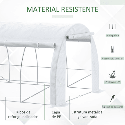 Outsunny Estufa Tipo Túnel de Jardim 4x3x2m com Porta Enrolável 8 Janelas Cobertura de PE 140gm² e Metal Galvanizado para Cultivos de Plantas Verduras Branco Outsunny Estufa Tipo Túnel de Jardim 4x3x2m com Porta Enrolável 8 Janelas Cobertura de PE 140gm² e Metal Galvanizado para Cultivos de Plantas Verduras Branco