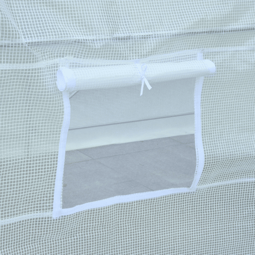 Outsunny Estufa Tipo Túnel 245x200x200cm Estufa de Jardim com Portas Enroláveis e 4 Janelas Cobertura de PE 140 gm² Estrutura de Metal para Cultivo de Plantas Verduras Branco