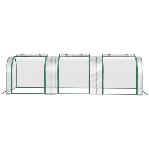 Outsunny Estufa 295x100x80 cm para Jardim Varanda Estufa Pequena para Cultivo de Plantas com 3 Janelas Estrutura de Aço e PVC Transparente e Verde