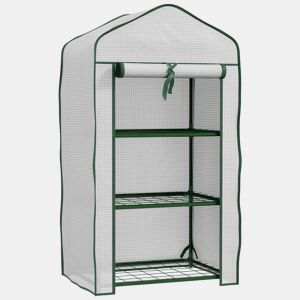 Outsunny Estufa de Jardim de 3 Níveis Estufa de Terraço com 3 Prateleiras 1 Porta com Fecho de Correr para Cultivo de Plantas Flores Vegetais 59x39x127 cm Branco