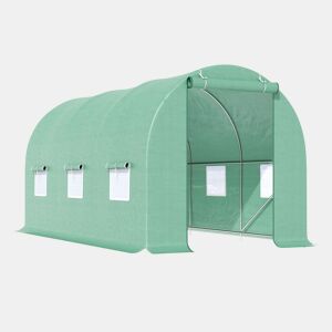 Outsunny Estufa Túnel 445x190x200 cm Estufa de Jardim com 6 Janelas 1 Porta e Cobertura de Polietileno PE 140 gm² para Cultivo de Plantas Legumes Frutas no Terraço Pátio Verde