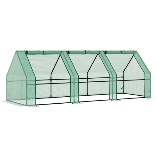 Outsunny Estufa de Jardim Terraço 270x90x90 cm Tipo Casa Tubo de Aço com 3 Janelas Estufa Pequena para Cultivo de Plantas Verde