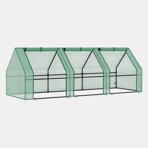 Outsunny Estufa de Jardim Terraço 270x90x90 cm Tipo Casa Tubo de Aço com 3 Janelas Estufa Pequena para Cultivo de Plantas Verde