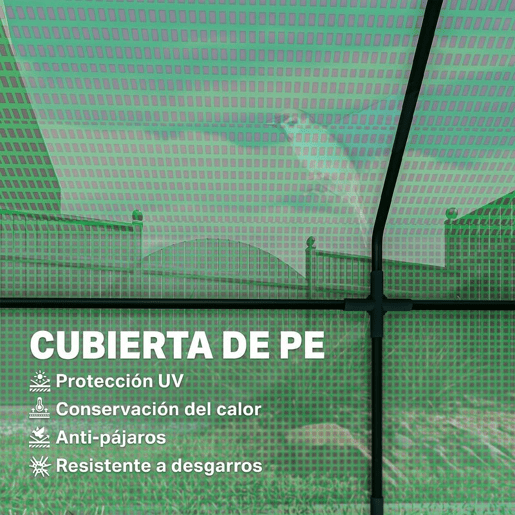 Outsunny Estufa de Jardim Terraço 270x90x90 cm Tipo Casa Tubo de Aço com 3 Janelas Estufa Pequena para Cultivo de Plantas Verde