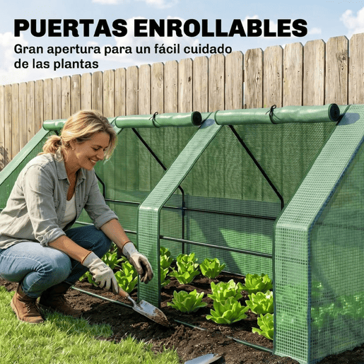 Outsunny Estufa de Jardim Terraço 270x90x90 cm Tipo Casa Tubo de Aço com 3 Janelas Estufa Pequena para Cultivo de Plantas Verde
