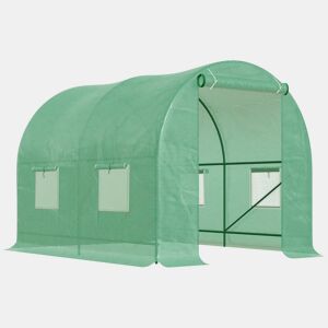 Outsunny Estufa Tipo Túnel 245x200x198cm Estufa de Jardim com Janelas e Portas Enroláveis para Cultivo de Plantas Verde