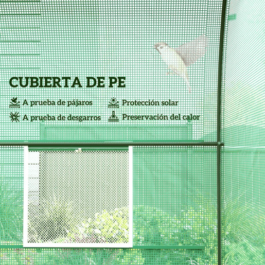 Outsunny Estufa Tipo Túnel 245x200x198cm Estufa de Jardim com Janelas e Portas Enroláveis para Cultivo de Plantas Verde