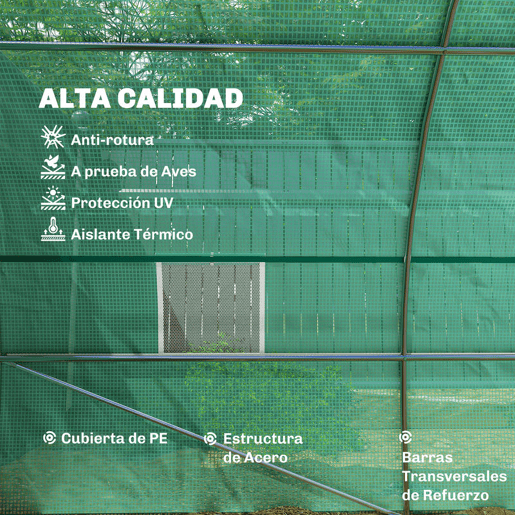Outsunny Estufa tipo Túnel 8x3x2m Aço e PE 140 gm² Estufa para Cultivo de Plantas Tomates Verduras com 12 Janelas e Porta Enroláveis Verde