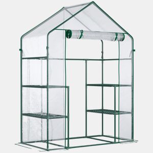 Outsunny Estufa de Jardim Estufa de Terraço com 4 Prateleiras 1 Porta com Fecho de Correr para Cultivo de Plantas Flores Vegetais 142x73x195 cm Verde
