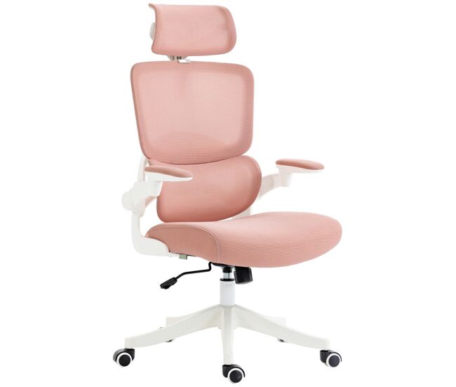 Vinsetto silla de oficina de malla giratoria silla de escritorio basculante con respaldo alto reposacabezas reposabrazos y soporte lumbar 62x58x120-