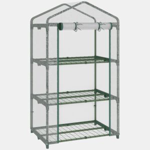 Outsunny Estufa de Jardim com 3 Prateleiras Metálicas e Porta Enrolável Estufa de Varanda Exterior para Cultivo de Plantas Flores 69x49x125cm Transparente
