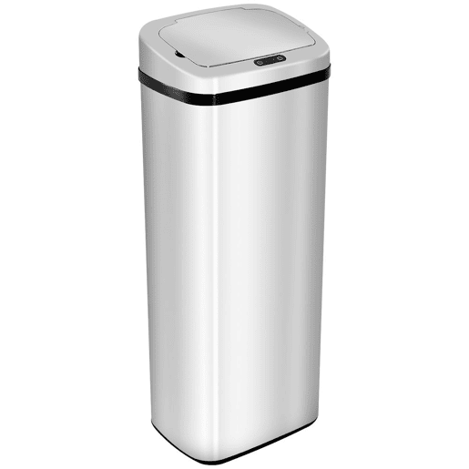 HOMCOM Caixote do Lixo de Cozinha 50L com Sensor de Movimento e Abertura Automática em Aço Inoxidável e ABS 33x25x84 cm Prata