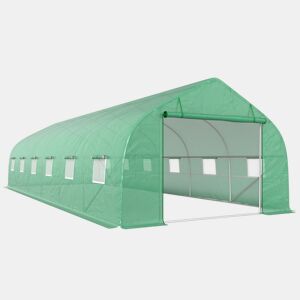 Outsunny Estufa Tipo Túnel 800x300x200cm com 12 Janelas e Porta Enrolável Cobertura de PE 140gm² e Aço Teto Pontiagudo para Cultivo de Plantas Verduras Verde