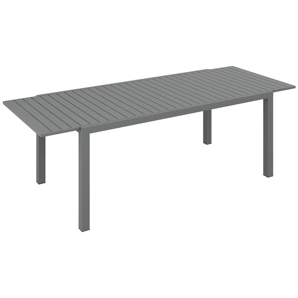 Outsunny mesa de jardín extensible de aluminio mesa de comedor exterior mesa de terraza rectangular para 6 -8 personas carga 50 kg para balcón 180/240x94x73 cm gris oscuro