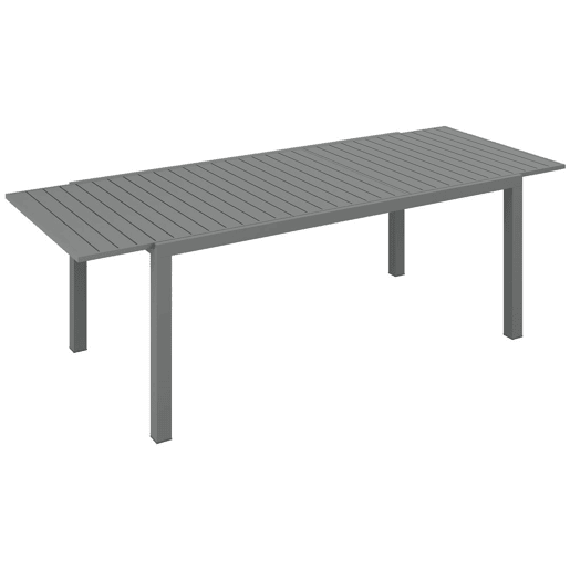 Outsunny Mesa de Jardim Extensível Mesa de Jantar Exterior Mesa de Terraço Retangular para 6-8 Pessoas com Estrutura de Alumínio Capacidade 50 kg para Varanda 180240x94x73 cm Cinza Escuro