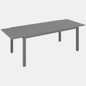 Outsunny Mesa de Jardim Extensível Mesa de Jantar Exterior Mesa de Terraço Retangular para 6-8 Pessoas com Estrutura de Alumínio Capacidade 50 kg para Varanda 180240x94x73 cm Cinza Escuro