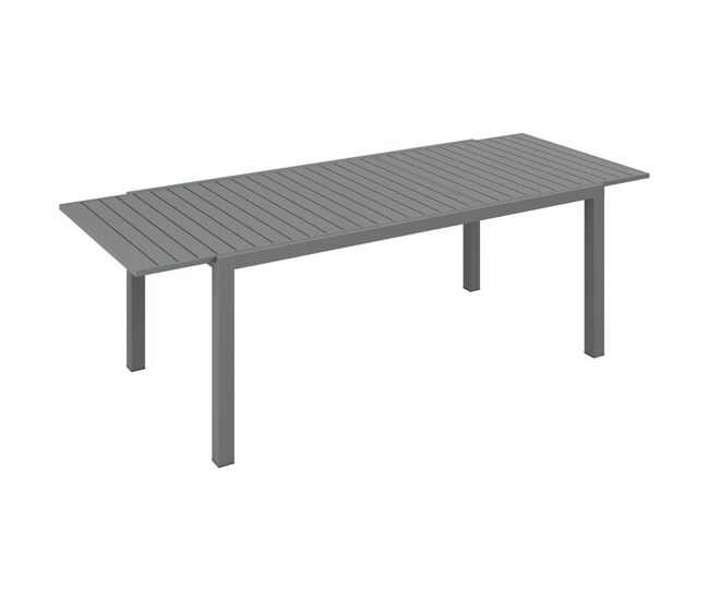 Outsunny mesa de jardín extensible de aluminio 180/240x94x73 cm mesa de comedor exterior rectangular para 6 -8 personas carga 50 kg para balcón gris oscuro
