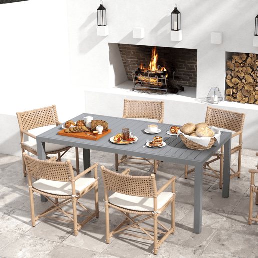 Outsunny Mesa de Jardim Extensível Mesa de Jantar Exterior Mesa de Terraço Retangular para 6-8 Pessoas com Estrutura de Alumínio Capacidade 50 kg para Varanda 180240x94x73 cm Cinza Escuro
