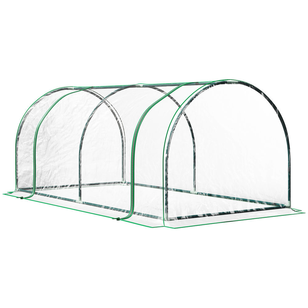 Outsunny invernadero de exterior 200x100x80 cm invernadero de jardín tipo túnel con marco de acero y cubierta de pvc impermeable para cultivo de plantas tomates transparente