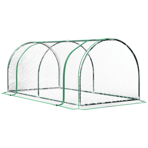 Outsunny Estufa 200x100x80cm para Jardim Terraço Cultivo de Plantas Estufa com Estrutura de Aço Cobertura PVC Transparente