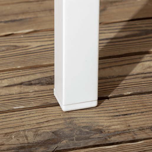 Outsunny Conjunto de Refeição de Jardim de 7 Peças com 1 Mesa de Exterior e 6 Cadeiras Empilháveis Estilo Moderno para Terraço Pátio Branco e Cinza