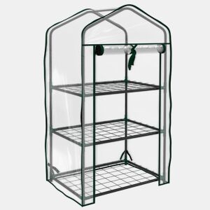 Outsunny Estufa de Jardim de 3 Níveis Estufa de Terraço com 3 Prateleiras 1 Porta com Fecho de Correr para Cultivo de Plantas Flores Vegetais, 59x39x127 cm Transparente