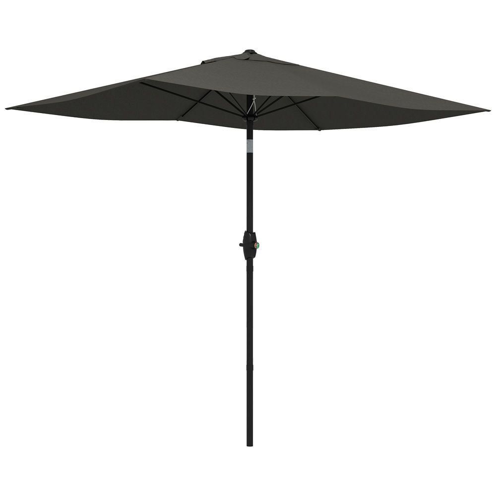 Outsunny sombrilla de terraza exterior 3x2 m parasol de terraza exterior con ángulo ajustable mástil de aluminio y protección uv 50+ sombrilla para jardín patio gris oscuro