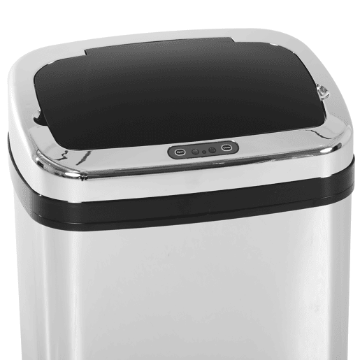 HOMCOM Balde de Lixo Inteligente de Aço Inoxidável 30L com Sensor Infravermelho de Abertura Automática para Cozinha Dormitório Casa de Banho 33x25x58 cm Prata e Preto
