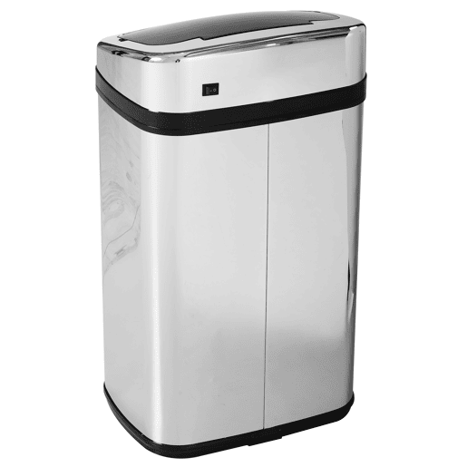 HOMCOM Balde de Lixo Inteligente de Aço Inoxidável 30L com Sensor Infravermelho de Abertura Automática para Cozinha Dormitório Casa de Banho 33x25x58 cm Prata e Preto