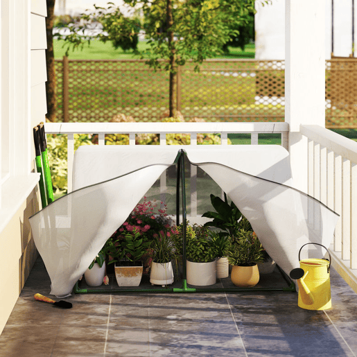 Outsunny Estufa de Jardim Terraço 100x70x60cm Estufa Pequena com Zíper pra Cultivos de Plantas Flores Estrutura de Aço Cobertura PE Branco