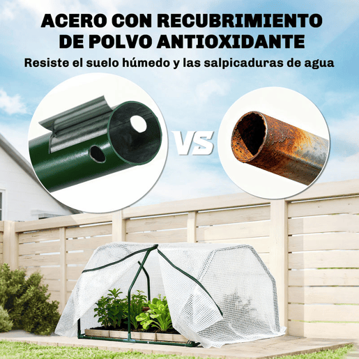 Outsunny Estufa de Jardim Terraço 100x70x60cm Estufa Pequena com Zíper pra Cultivos de Plantas Flores Estrutura de Aço Cobertura PE Branco