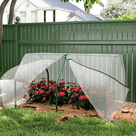 Outsunny Estufa de Jardim Terraço 100x70x60cm Estufa Pequena com Zíper pra Cultivos de Plantas Flores Estrutura de Aço Cobertura PE Branco
