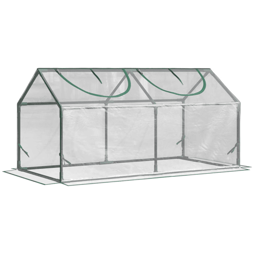 Outsunny Estufa de Exterior 120x60x60 cm com 2 Janelas Enroláveis, Cobertura Transparente em Plástico e Estrutura em Aço Impermeável Anti-UV para Cultivo de Plantas e Hortícolas
