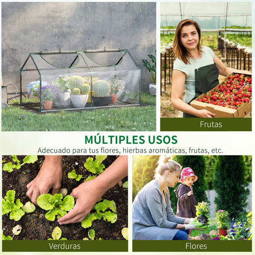 Outsunny Estufa de Exterior 120x60x60 cm com 2 Janelas Enroláveis, Cobertura Transparente em Plástico e Estrutura em Aço Impermeável Anti-UV para Cultivo de Plantas e Hortícolas
