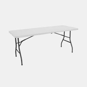 Mesa dobrável retangular de resina 180x74x74cm Mesa externa multiuso, camping, eventos, externo, interno