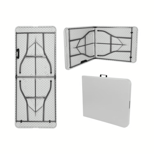 Mesa dobrável retangular de resina 180x70x74cm Mesa externa multiuso, camping, eventos, externo, interno