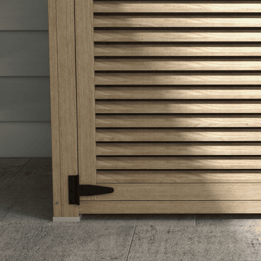 Outsunny Armário de Jardim de Madeira 0,83 m² 127x65x168 cm Armário Exterior de Madeira com 2 Portas de Persiana 2 Prateleiras 2 Alças e Telhado Impermeável Natural