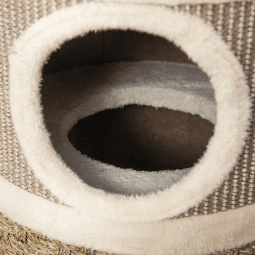 PawHut Torre Arranhadora para Gatos de 3 Níveis, Altura 70 cm, Cama para Gatos com Sisal, Móvel Arranhador, Ø37,5x70 cm, Caqui e Castanho