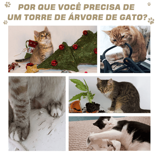 PawHut Torre Arranhadora para Gatos de 3 Níveis, Altura 70 cm, Cama para Gatos com Sisal, Móvel Arranhador, Ø37,5x70 cm, Caqui e Castanho