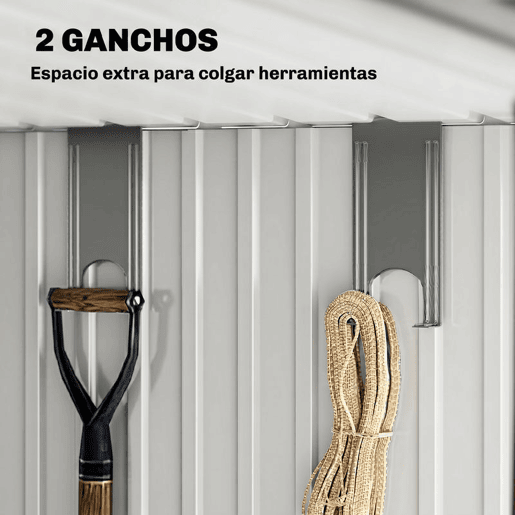 Outsunny Caseta de Jardim Exterior 2 m² 195x122x181,5 cm Abrigo de Jardim Metálico com Base SEM CHÃO 2 Portas Deslizantes Janelas e Ganchos para Ferramentas Cinzento Escuro