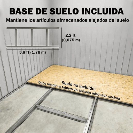 Outsunny Caseta de Jardim Exterior 2 m² 195x122x181,5 cm Abrigo de Jardim Metálico com Base SEM CHÃO 2 Portas Deslizantes Janelas e Ganchos para Ferramentas Cinzento Escuro
