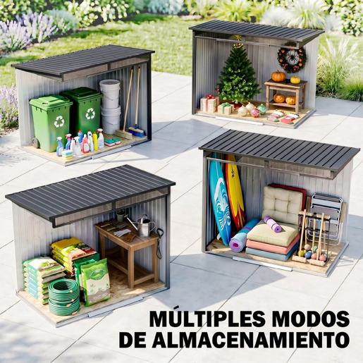 Outsunny Caseta de Jardim Exterior 2 m² 195x122x181,5 cm Abrigo de Jardim Metálico com Base SEM CHÃO 2 Portas Deslizantes Janelas e Ganchos para Ferramentas Cinzento Escuro