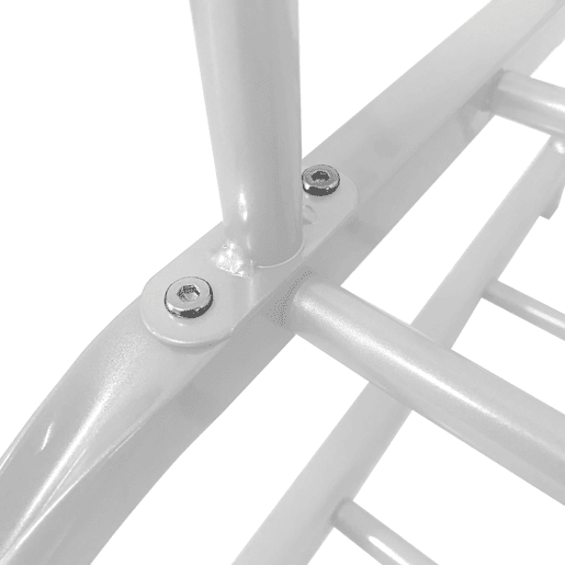 Donkey Premium Rack 2 Suportes Cabideiro Nyana Home 158x110x39cm, 1 barra suspensa, 8 ganchos laterais, 2 prateleiras inferiores Brancas.