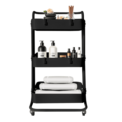 Carrinho de armazenamento de metal Nyana Home 3 prateleiras 85x44x37cm, 3 prateleiras Preto.