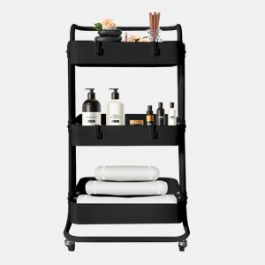 Carrinho de armazenamento de metal Nyana Home 3 prateleiras 85x44x37cm, 3 prateleiras Preto.