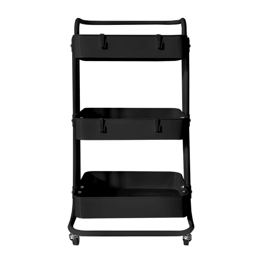 Carrinho de armazenamento de metal Nyana Home 3 prateleiras 85x44x37cm, 3 prateleiras Preto.