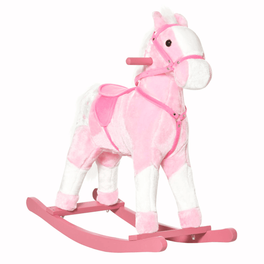 HOMCOM Cavalo Baloiço de Pelúcia para Crianças entre 3-6 Anos com Sons de Relincho 74x28x65 cm Rosa HOMCOM Cavalo Baloiço de Pelúcia para Crianças entre 3-6 Anos com Sons de Relincho 74x28x65 cm Rosa
